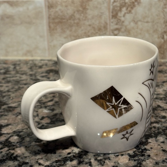 Starbucks 2013 Anniversary Mug Bone China Etched Siren Mermaid White Gold READ - Picture 5 of 15